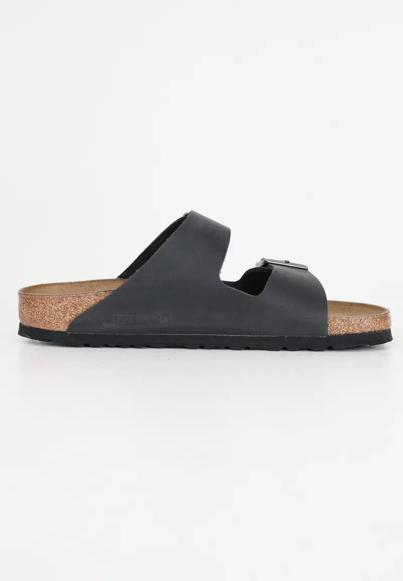 Ciabatte Arizona in pelle oliata nere per uomo e donna miniatura 2