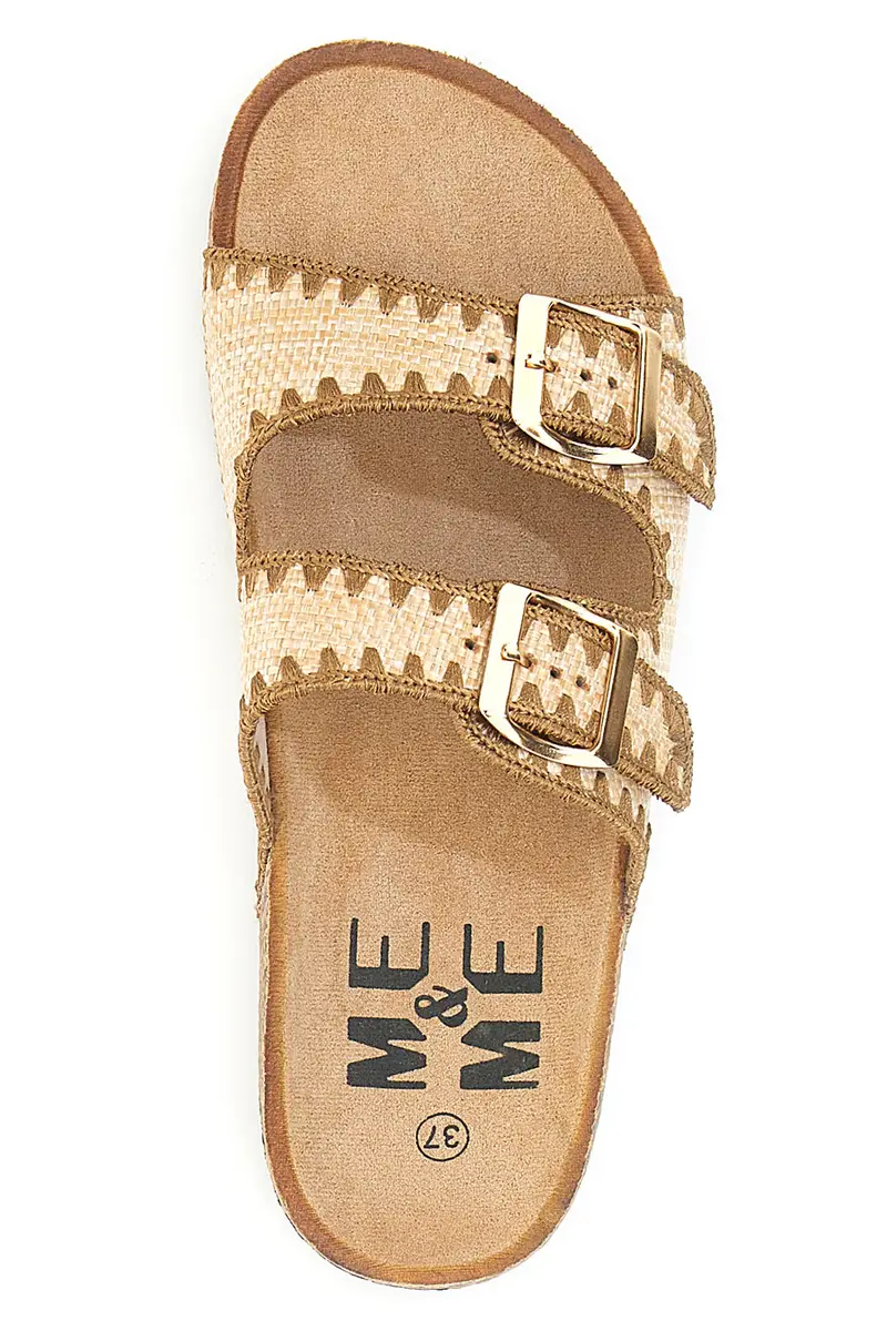 Ciabatte beige con doppia fibbia decorata oro ME & ME 14221 miniatura 3