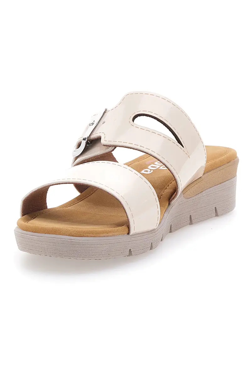 Ciabatte beige con fibbia e fondo rialzato LINEA COMODA 8164V miniatura 3