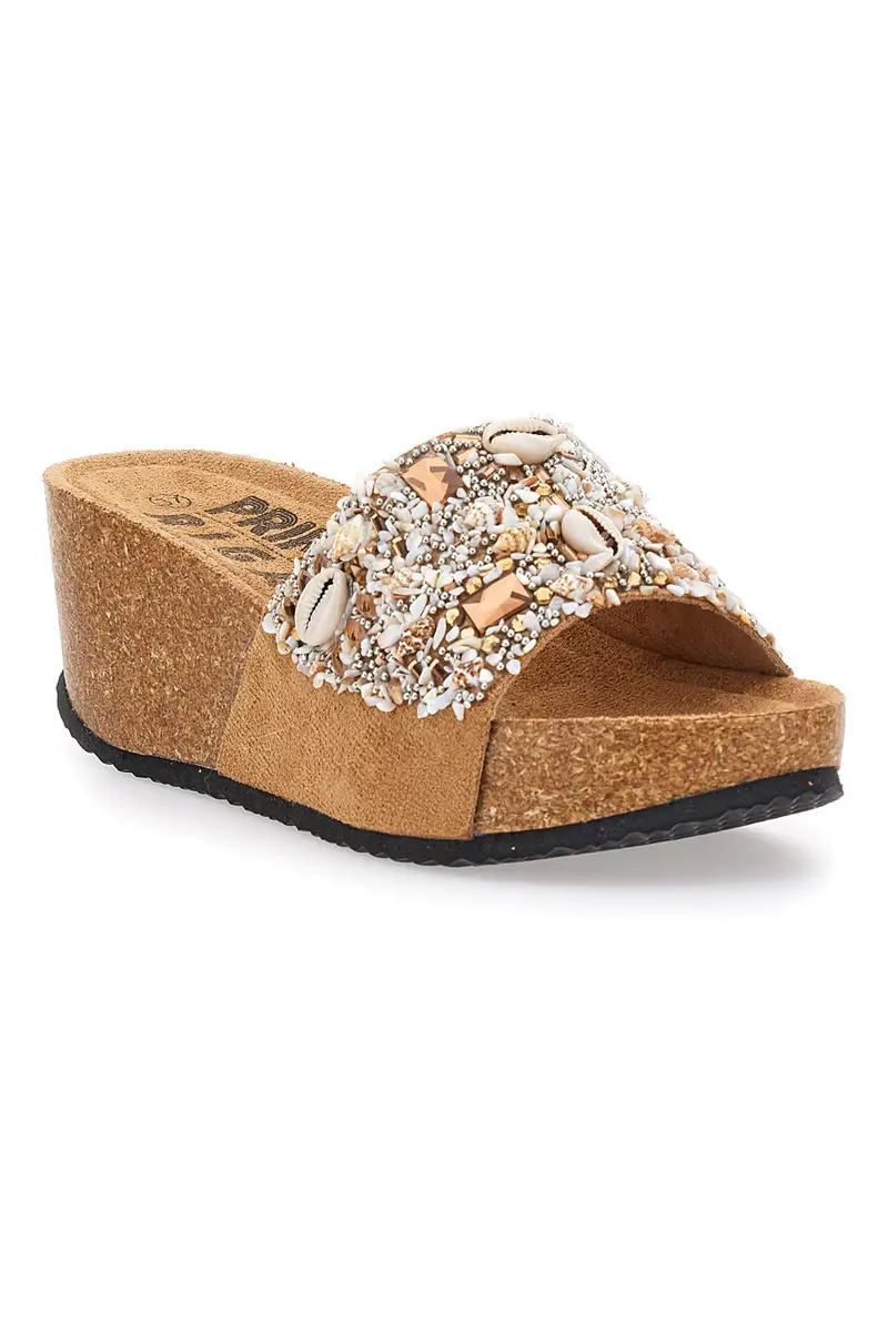 Ciabatte Beige Con Pietre e Conchiglie Prima Riga 14229 miniatura 2