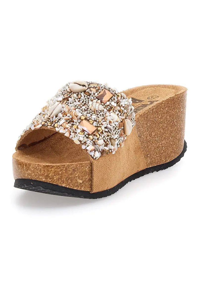 Ciabatte Beige Con Pietre e Conchiglie Prima Riga 14229 miniatura 3