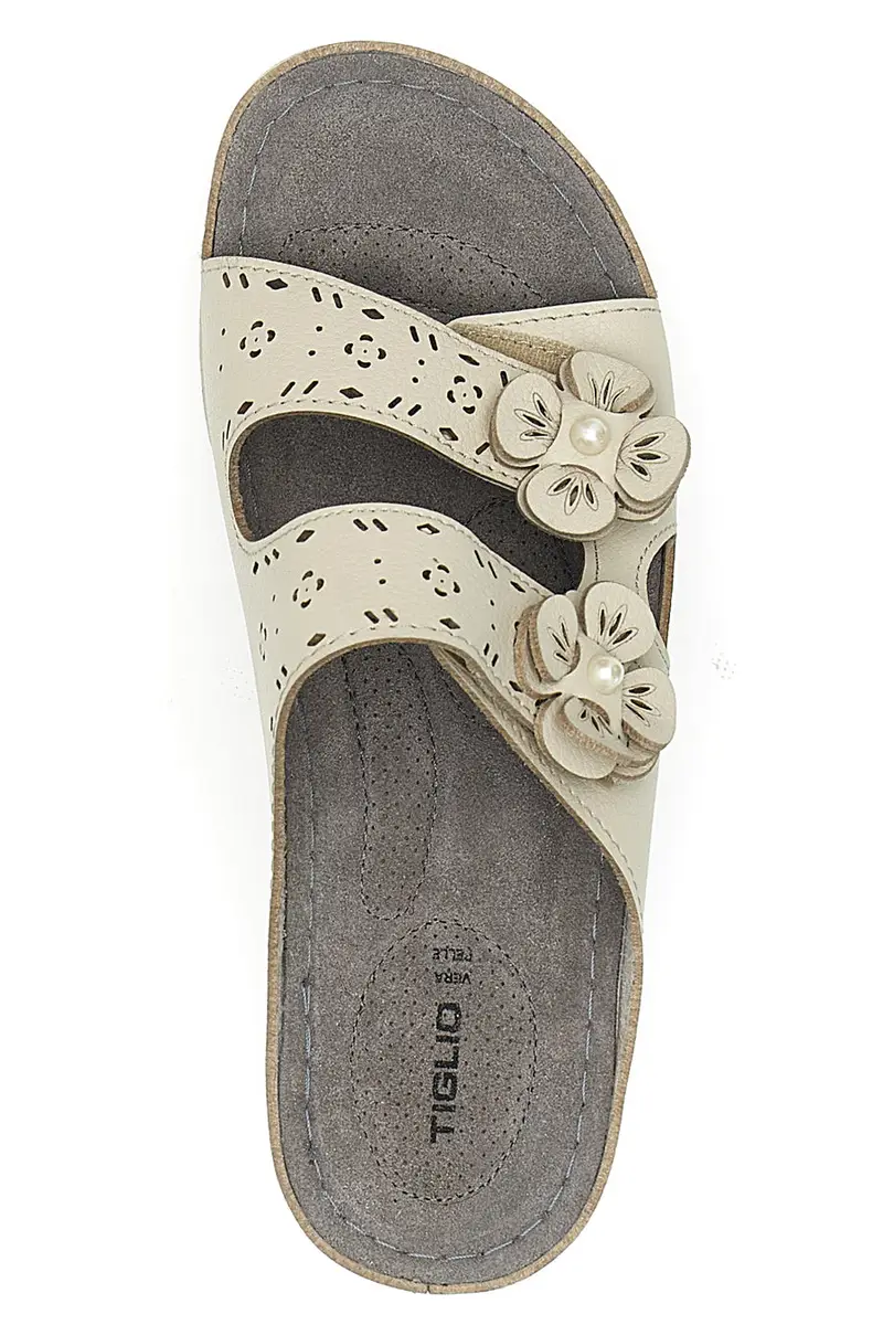 Ciabatte beige traforate con doppia fibbia comfort TIGLIO 54344 miniatura 3