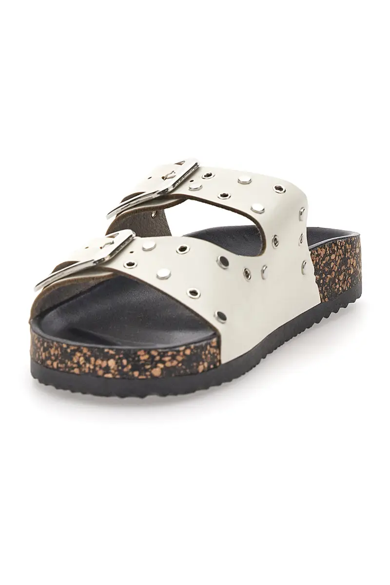 Ciabatte bianche con borchie e fibbie grandi ME & ME 14198 miniatura 3