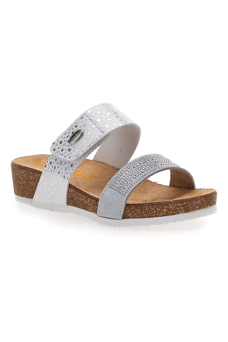 Ciabatte Bianche Con Brillantini Argentati Pittarello Bio 293480 miniatura 2