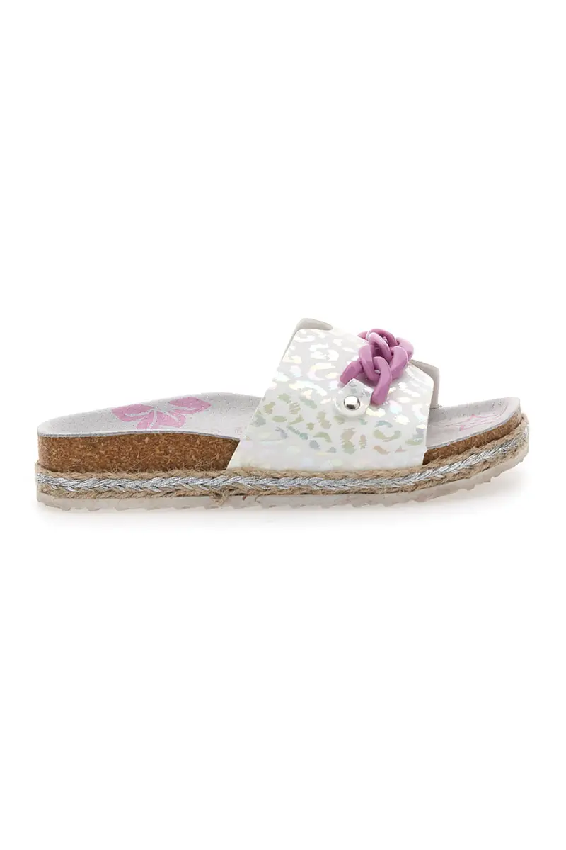 Ciabatte bianche con cuore glitter rosa Pitt Kids 14436