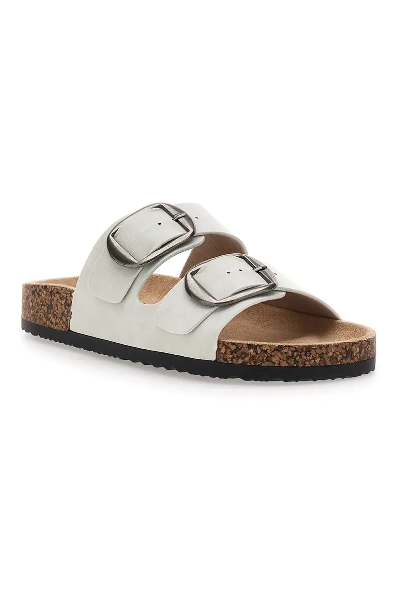 Ciabatte bianche con doppia fascia e fibbie grandi Me & Me 1043103 miniatura 3