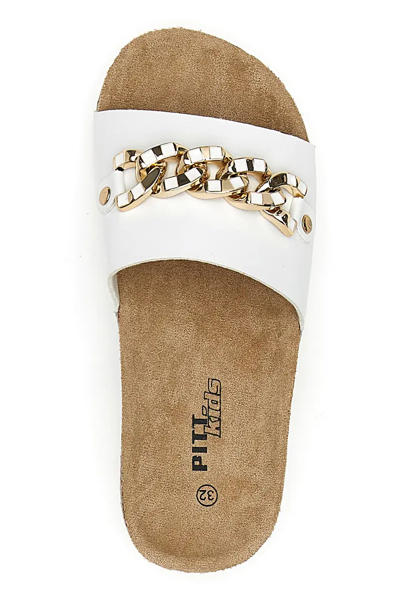 Ciabatte bianche con maxi catena oro Pitt Kids 14450 miniatura 3