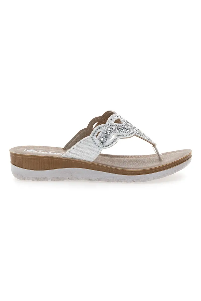 Ciabatte Bianche Infradito Con Pietre e Strass Inblu 36 Bv