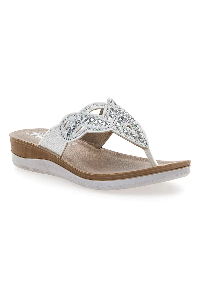 Ciabatte Bianche Infradito Con Pietre e Strass Inblu 36 Bv miniatura 2