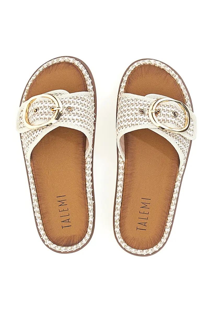 Ciabatte bianche intrecciate con maxi fibbia TALEMI L251077 miniatura 3
