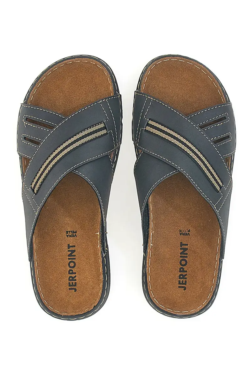 Ciabatte blu con cuciture a contrasto Jerpoint 611PS miniatura 3