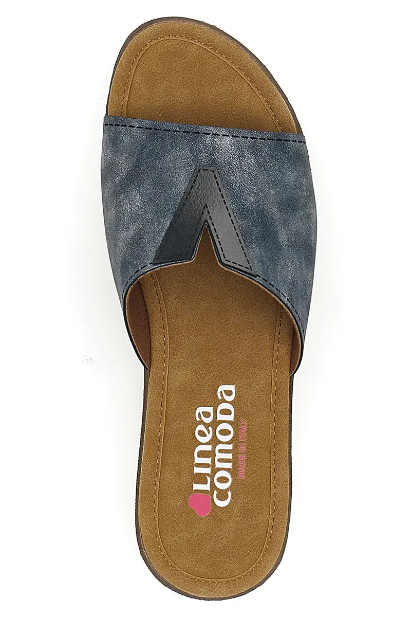 Ciabatte blu con fascia intrecciata e plantare morbido Linea Comoda 6526 miniatura 3