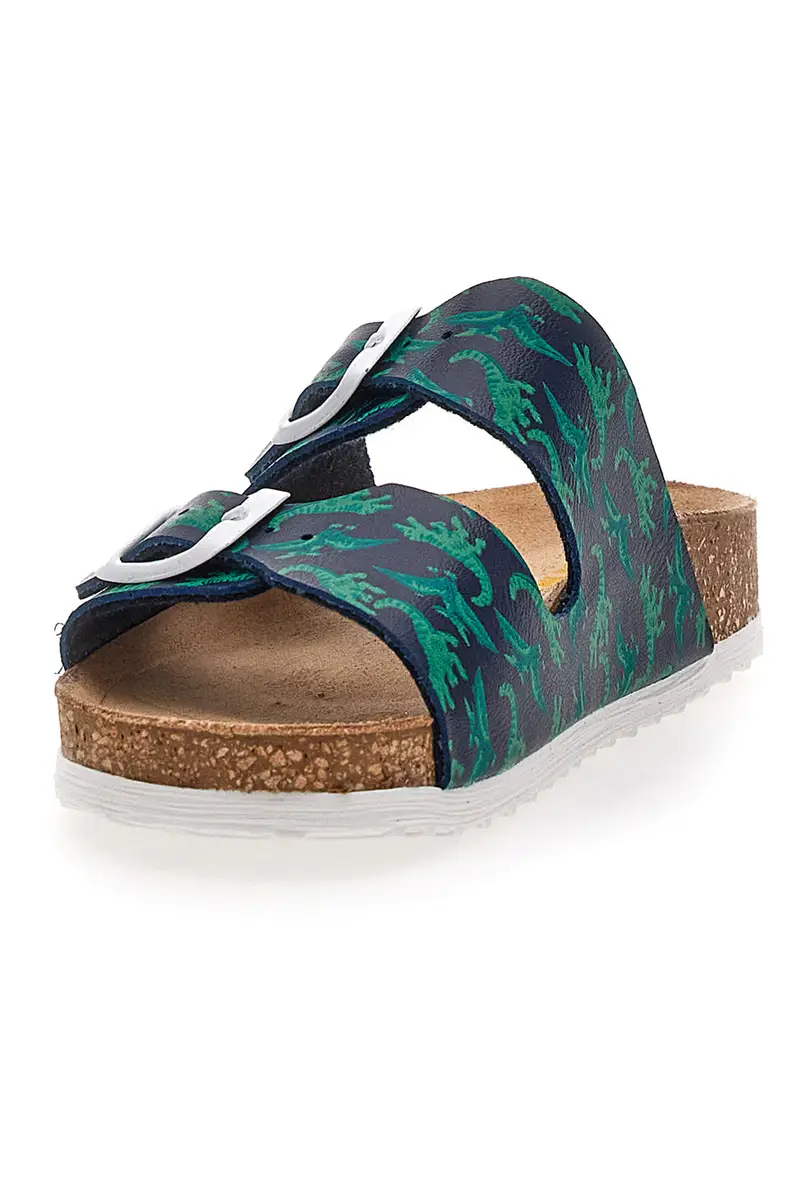 Ciabatte Blu e Verdi con Fibbia e Dinosauri Pittarello Bio 257206 miniatura 3