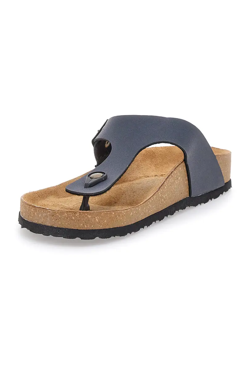 Ciabatte Blu Infradito Con Sottopiede In Vera Pelle Inblu 11 Nu miniatura 3