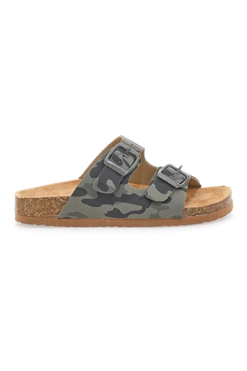 Ciabatte camouflage verdi con doppia fibbia Pitt Kids 41701