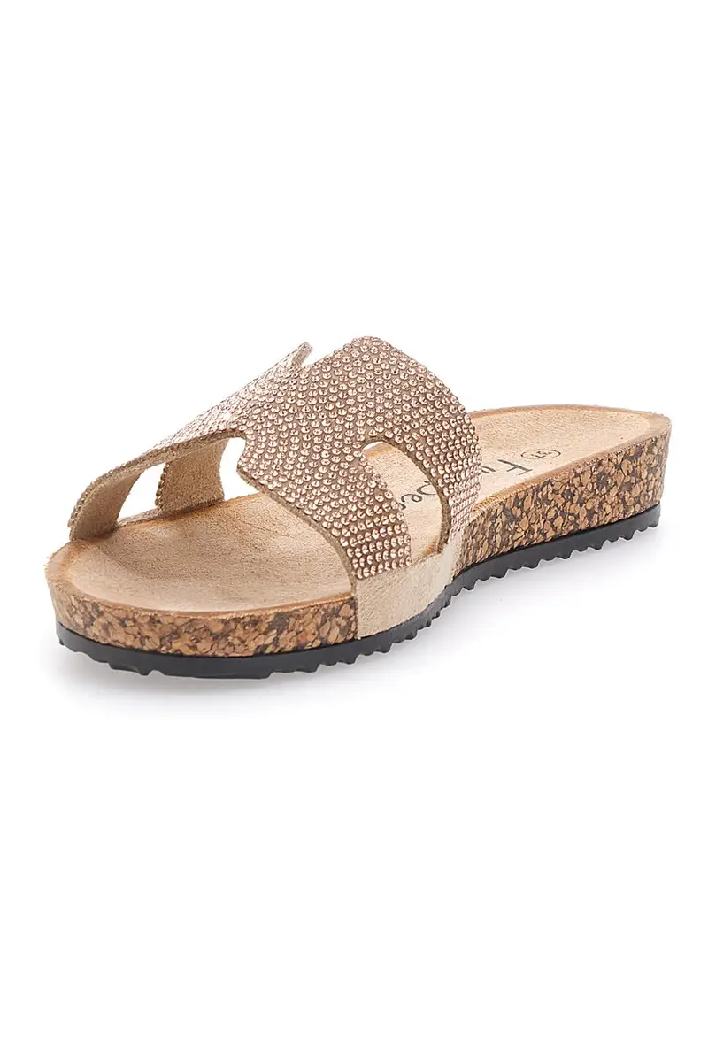 Ciabatte Champagne con Fascia Glitterata FUN BEACH 13523 miniatura 3