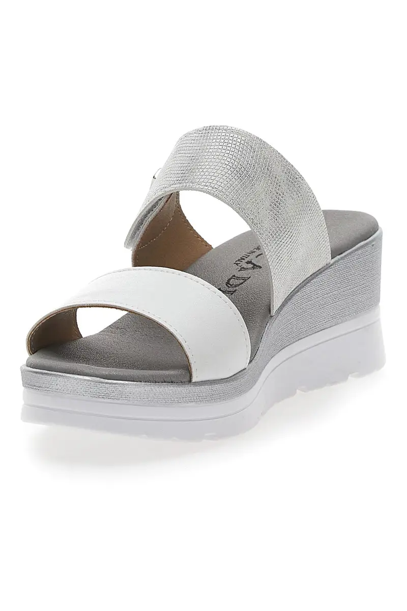 Ciabatte con Zeppa Bianche e Argento Plocadi 11073143 miniatura 3