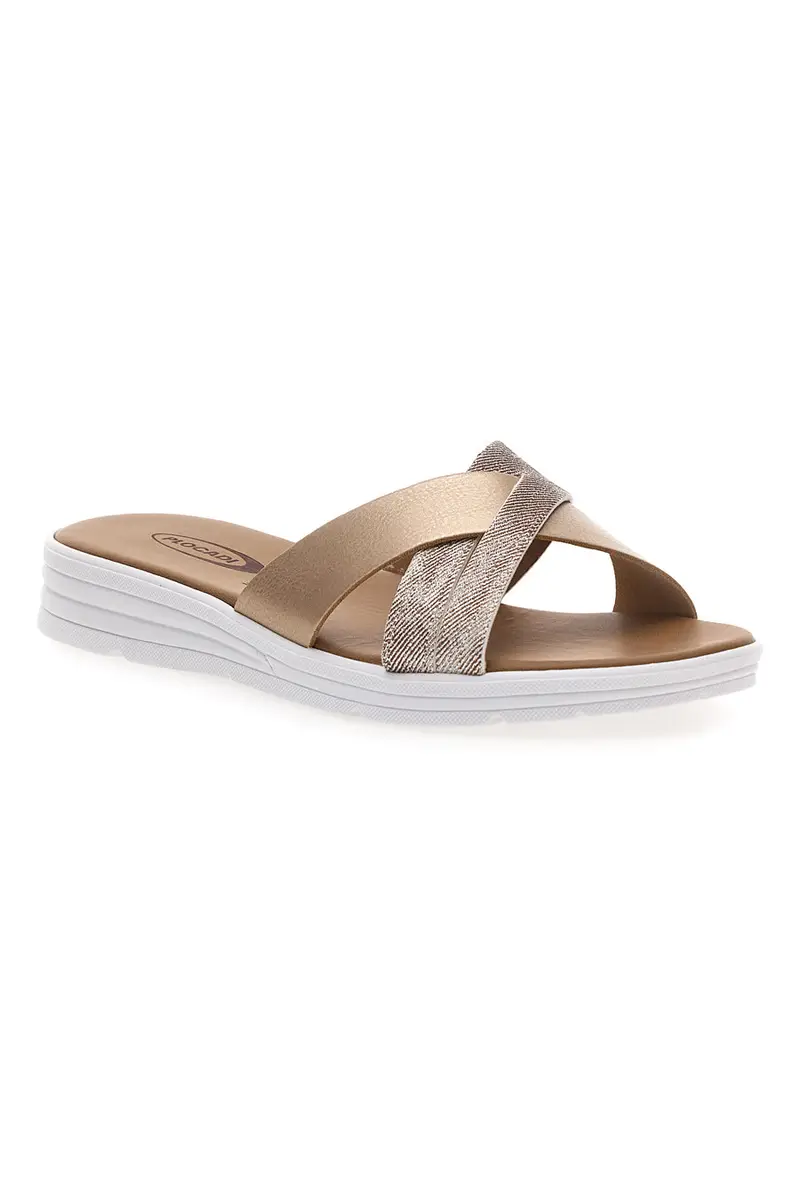 Ciabatte Cuoio e platino incrociate Made in Italy Plocadi A13 miniatura 2