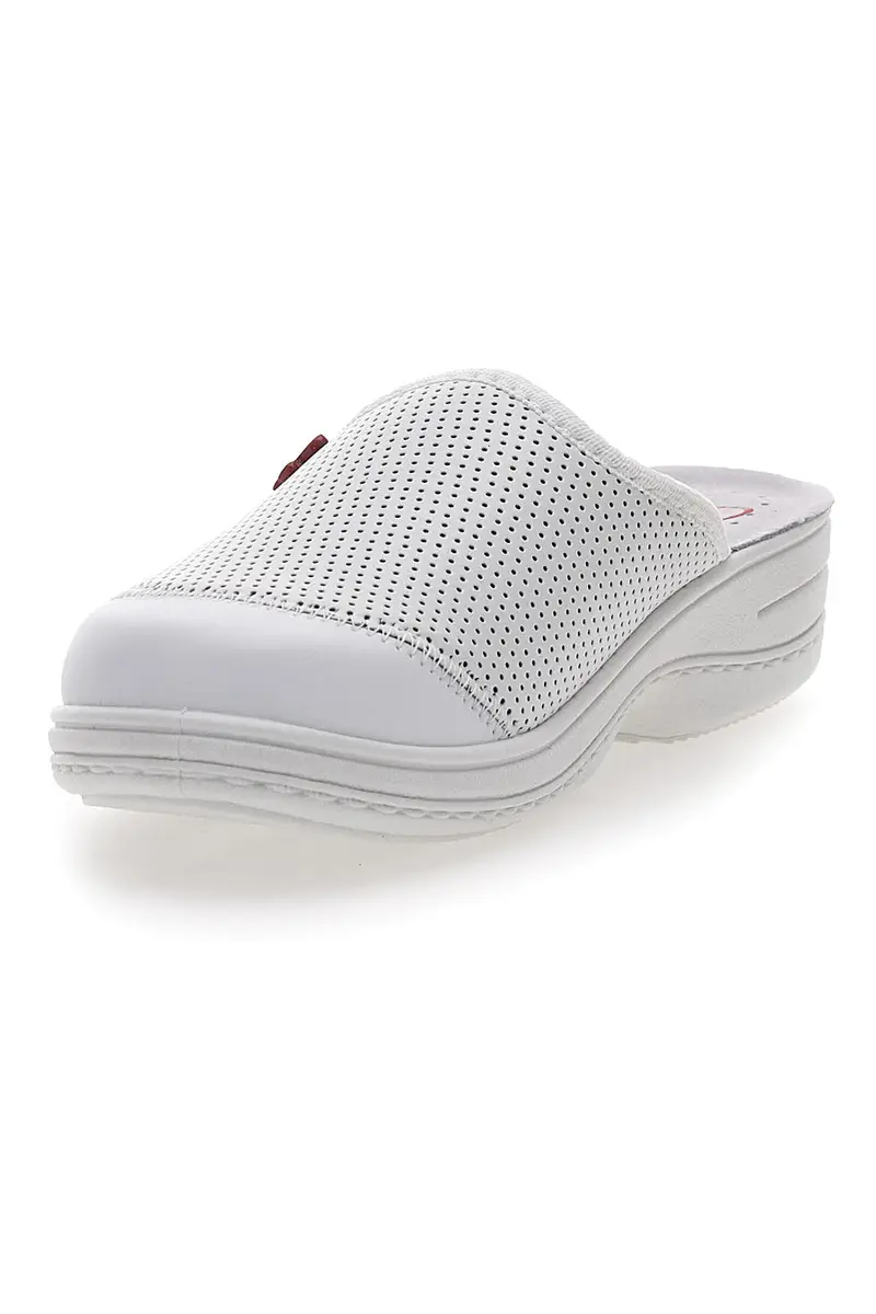 Ciabatte da Lavoro Bianche In Vera Pelle Made In Italy Mrs Chef 553 miniatura 3