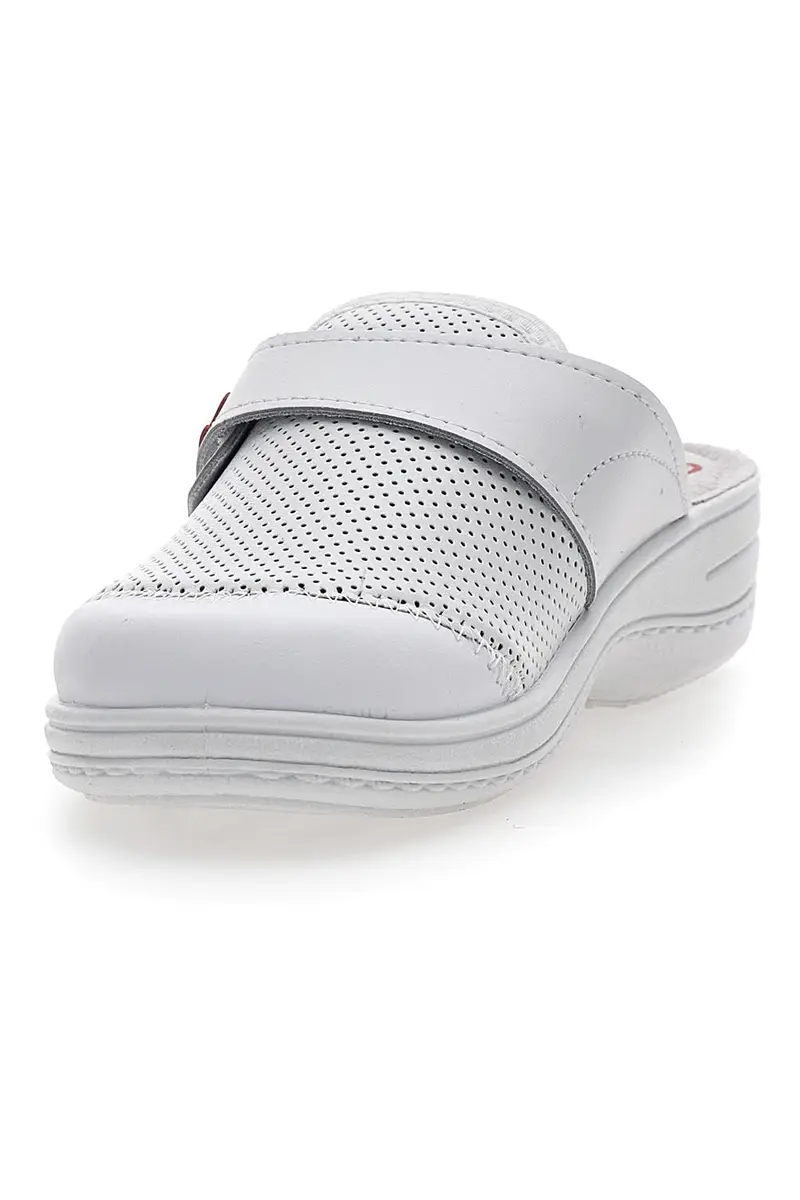 Ciabatte Da Lavoro Vera Pelle Bianche Mrs Chef 1568 miniatura 3