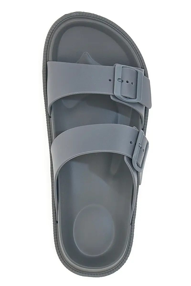 Ciabatte grigie in gomma con doppio cinturino 2T2L 72593 miniatura 3