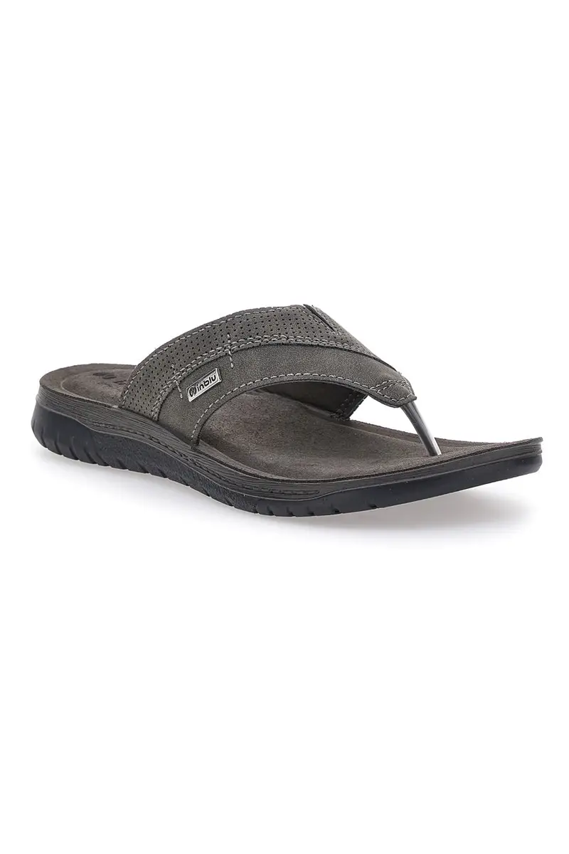 Ciabatte Grigie Infradito Con Sottopiede In Vera Pelle Inblu 14 ID miniatura 2