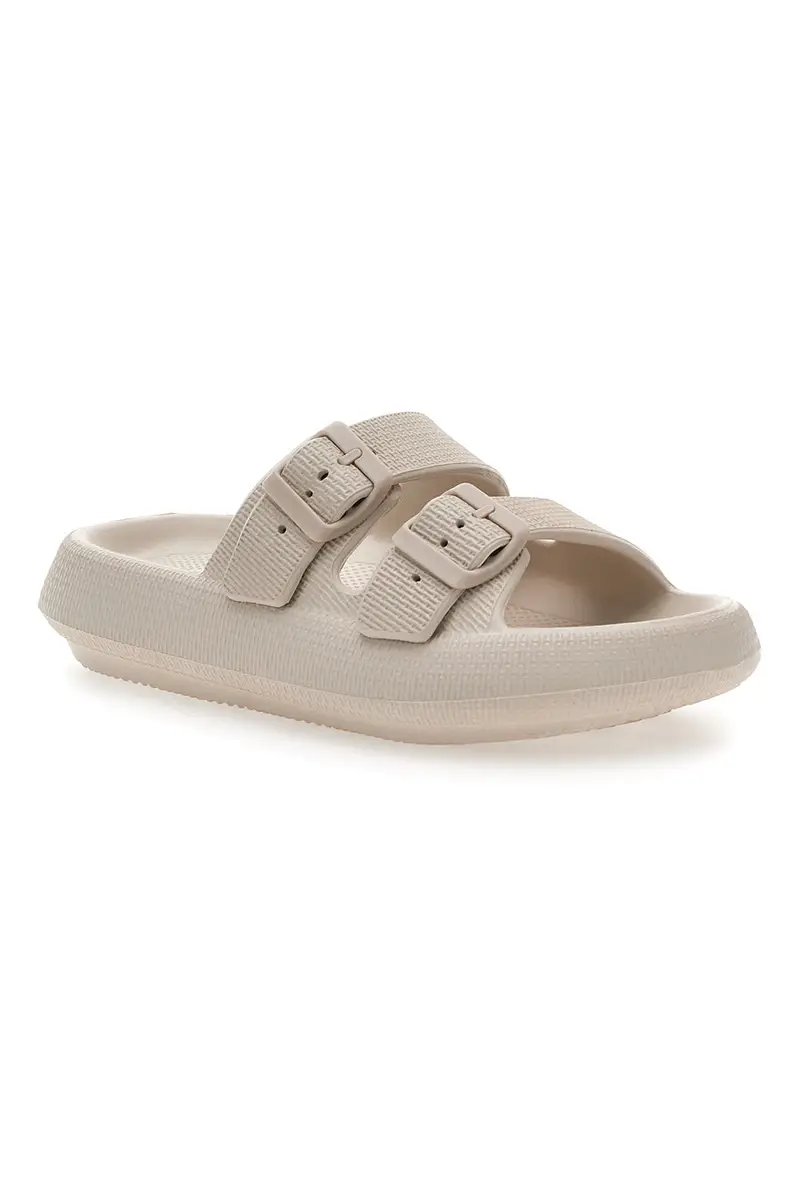 Ciabatte in gomma bianche con doppio cinturino e fibbie regolabili 2T2L ILY02 miniatura 2