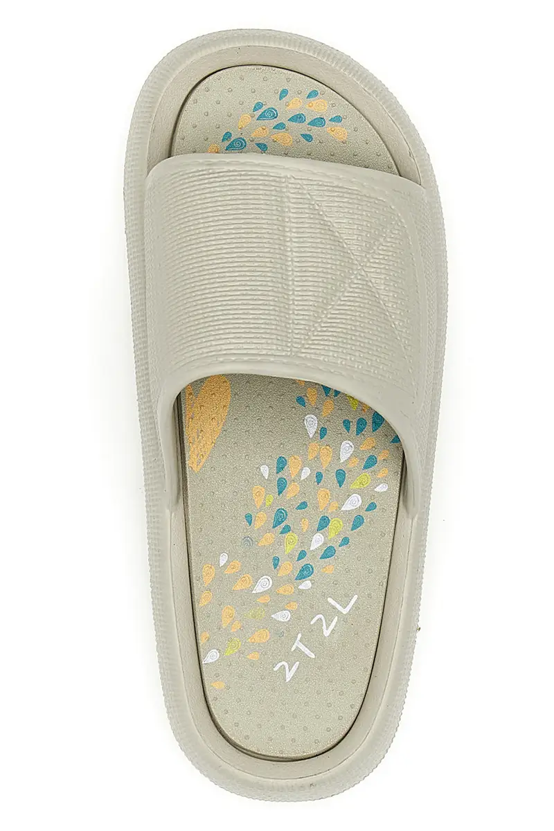 Ciabatte in gomma bianche con fascia ampia plantare decorato 2T2L 1055 miniatura 3