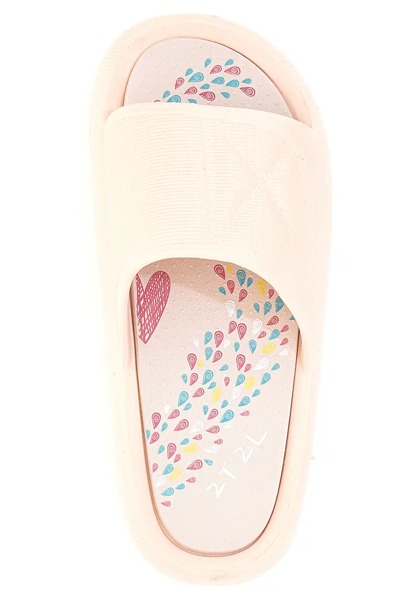 Ciabatte in gomma rosa con fascia ampia plantare decorato 2T2L 1055 miniatura 3