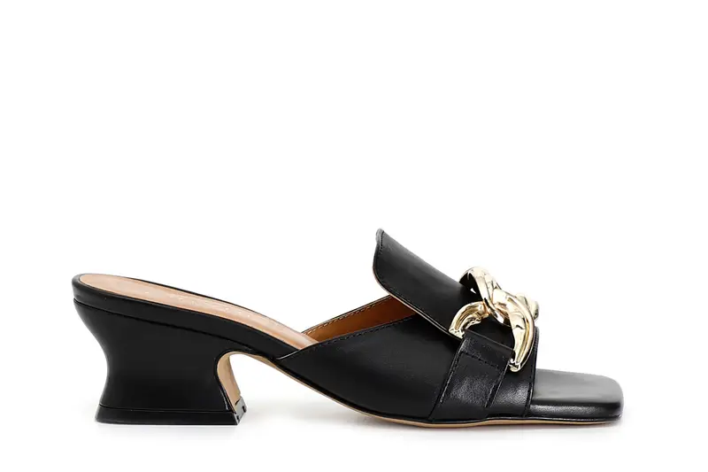 ciabatte in pelle con catena nero