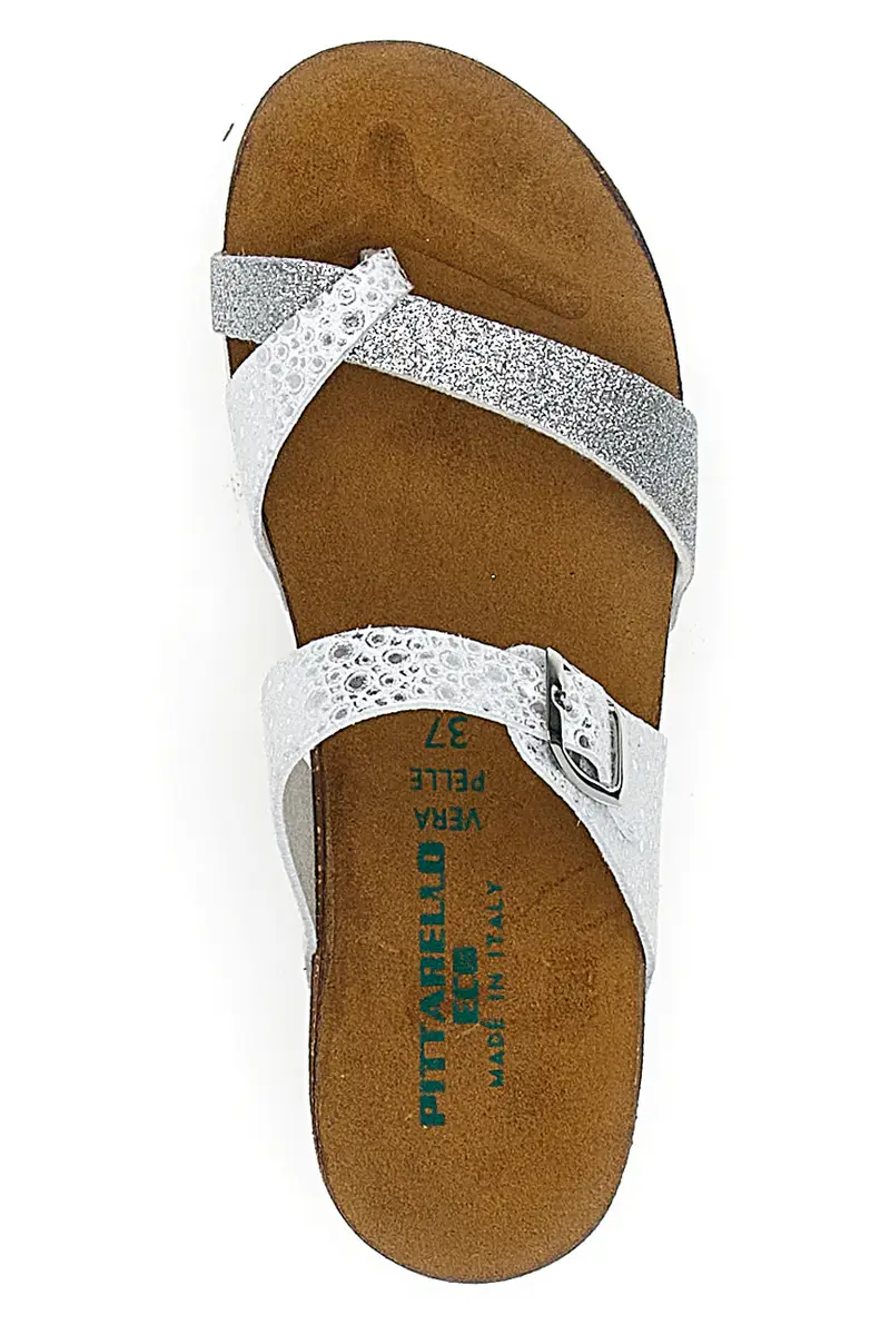 Ciabatte Infradito Bianche e Argento con Sottopiede in Pelle PITTARELLO ECO 293A311SR miniatura 3