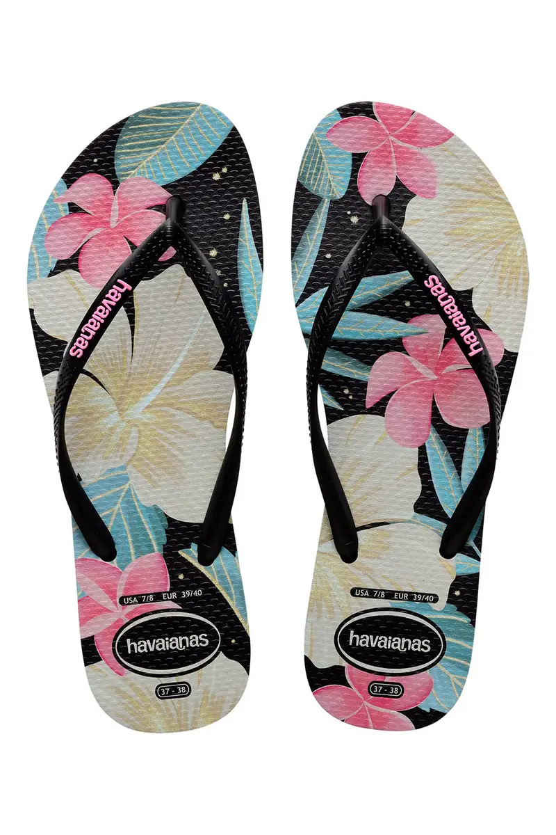 Ciabatte Infradito Havaianas Slim Floral Nere e Rosa