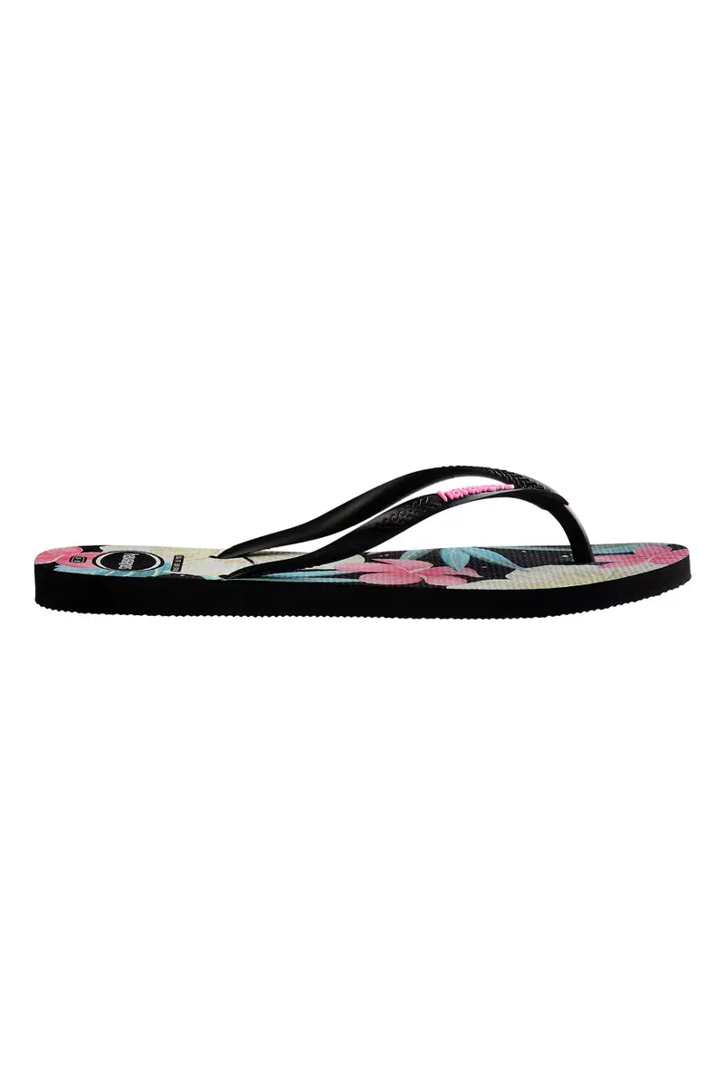Ciabatte Infradito Havaianas Slim Floral Nere e Rosa miniatura 3