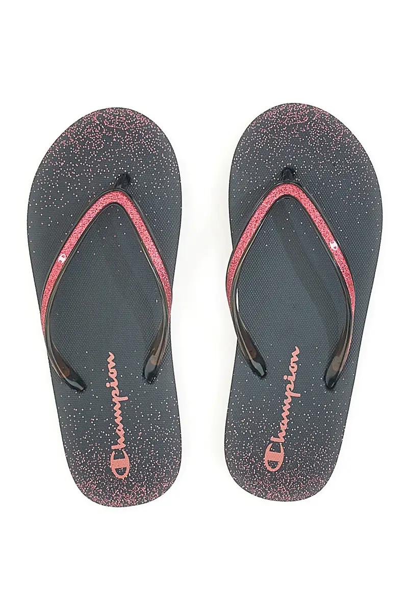 Ciabatte Infradito nere con glitter e logo Champion 11825 miniatura 3