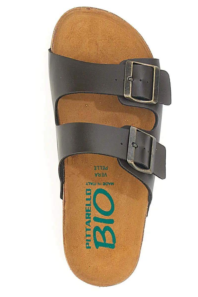 Ciabatte marroni con doppia fibbia con sottopiede in pelle PITTARELLO BIO 335P20630SR miniatura 3