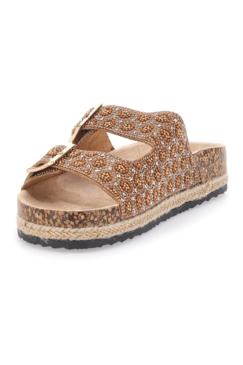 Ciabatte Marroni con Doppia Fibbia e Brillantini ME & ME 14171 miniatura 3