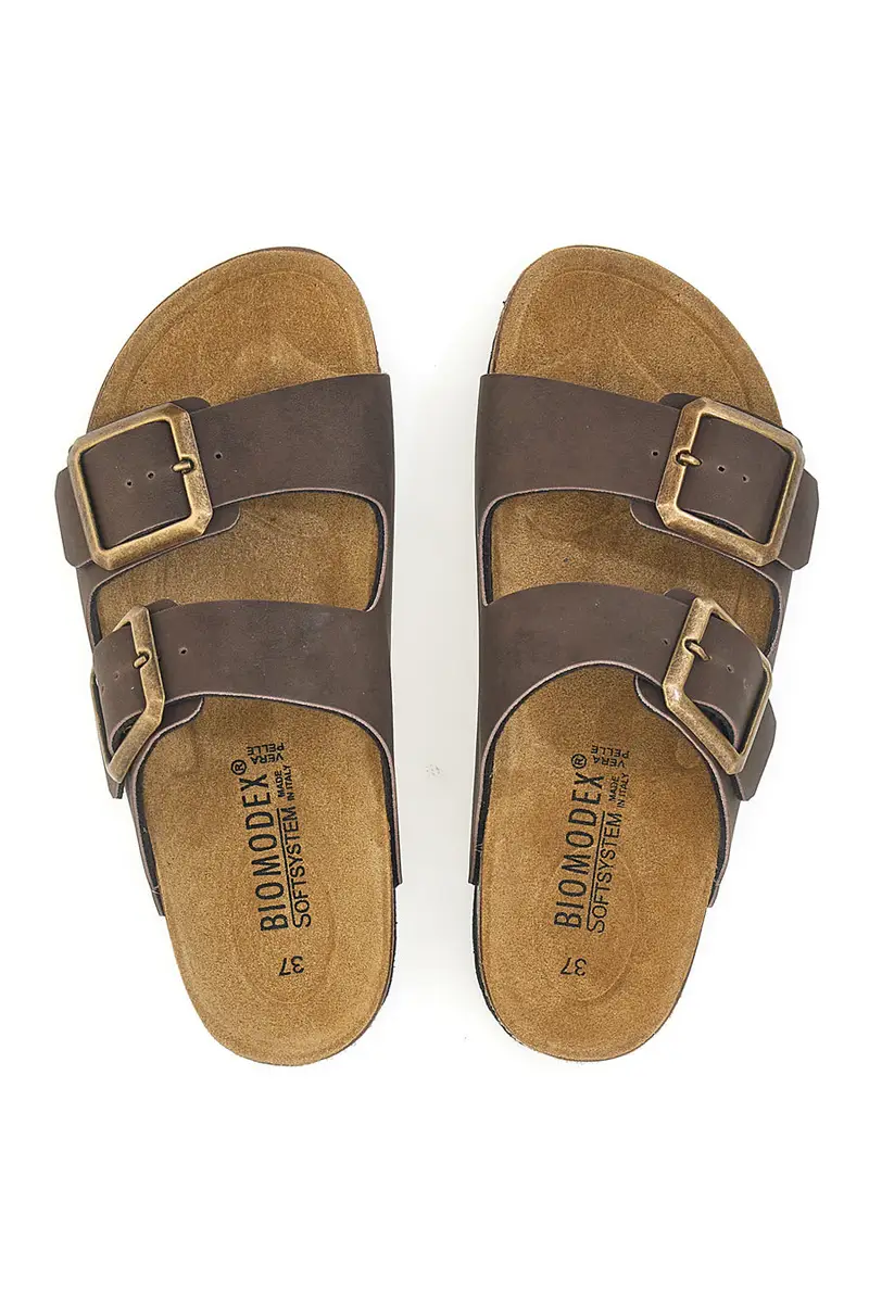 Ciabatte marroni con doppia fibbia e plantare anatomico BIOMODEX 31801Q