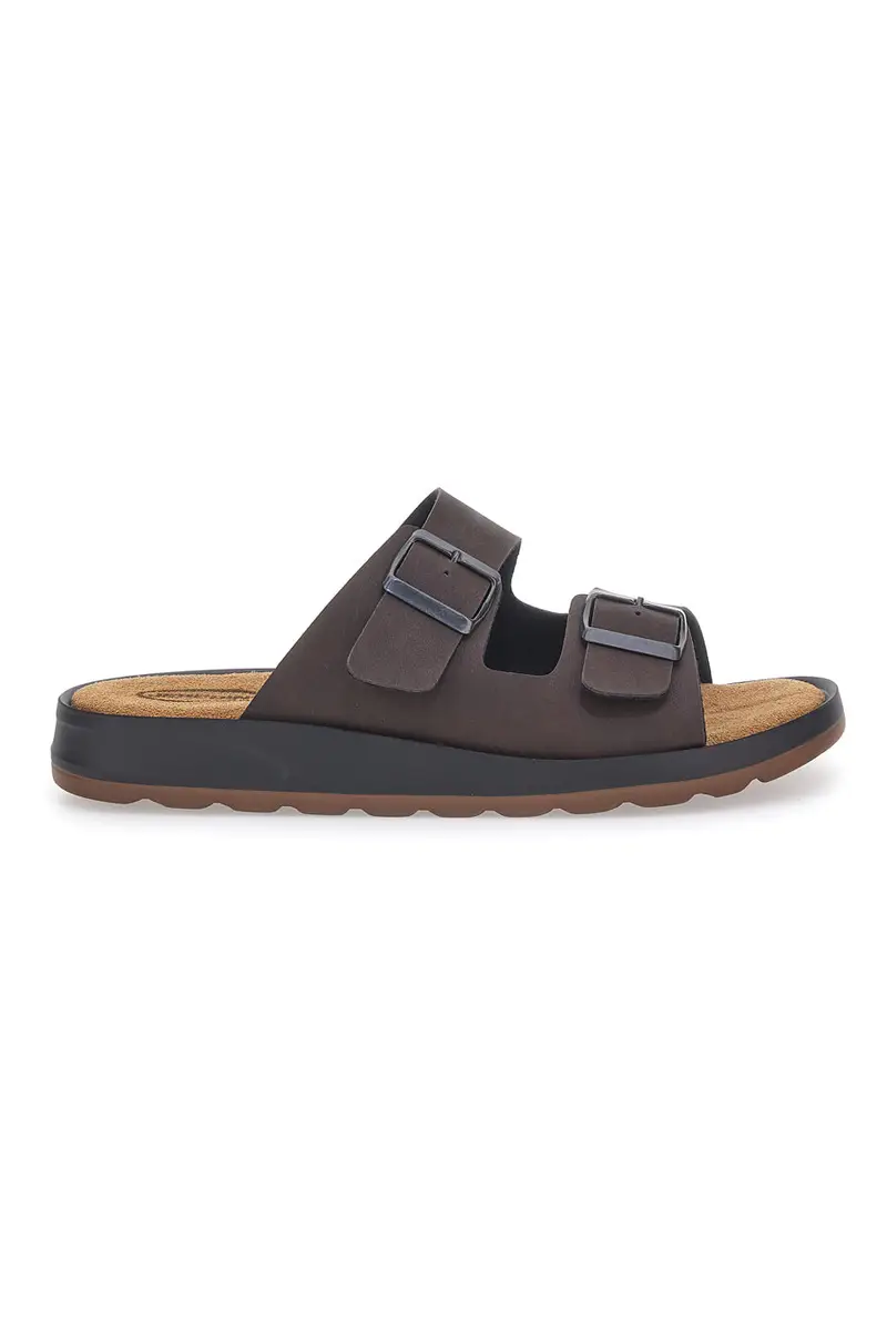 Ciabatte marroni con doppia fibbia suola flessibile JERPOINT B100BPS