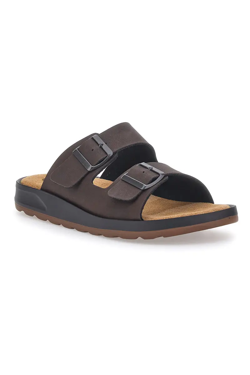 Ciabatte marroni con doppia fibbia suola flessibile JERPOINT B100BPS miniatura 2