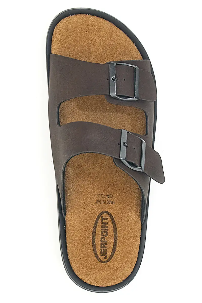 Ciabatte marroni con doppia fibbia suola flessibile JERPOINT B100BPS miniatura 3