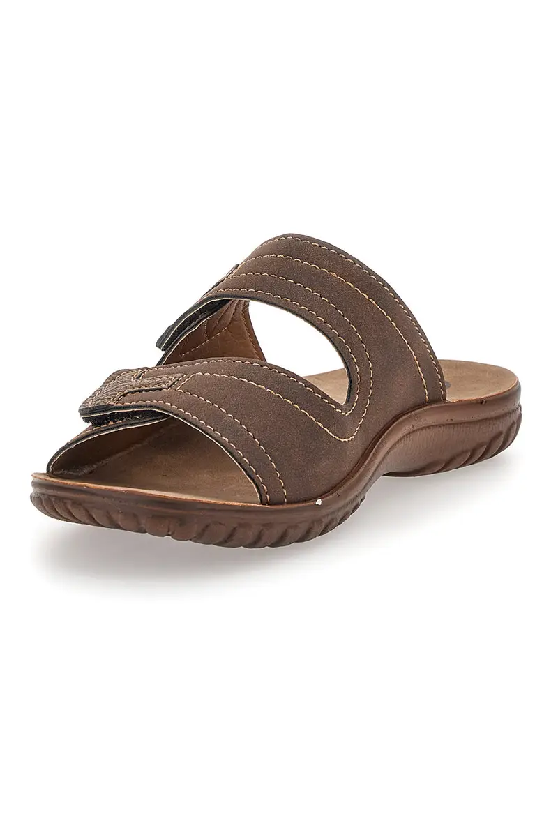 Ciabatte Marroni Con Strappi in Velcro Inblu 106 Fn miniatura 3