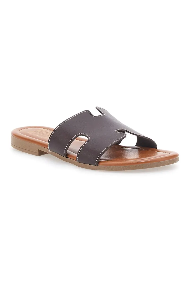 Ciabatte Marroni Con Tomaia in Pelle Made in Italy Prima Riga 02 miniatura 2