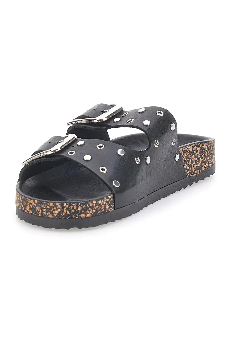 Ciabatte nere con borchie e fibbie grandi ME & ME 14198 miniatura 3