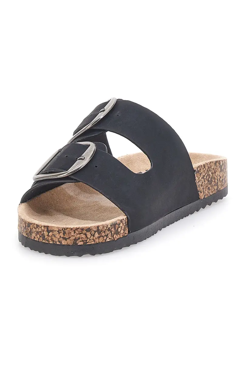 Ciabatte nere con doppia fascia e fibbie grandi Me & Me 1043103 miniatura 3