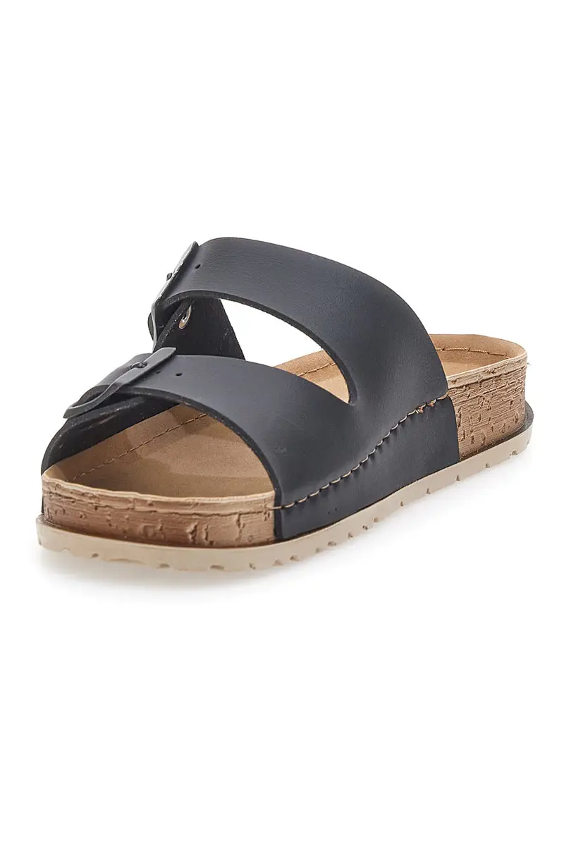 Ciabatte Nere con Doppia Fascia e Plantare Preformato INBLU 07 NB miniatura 3