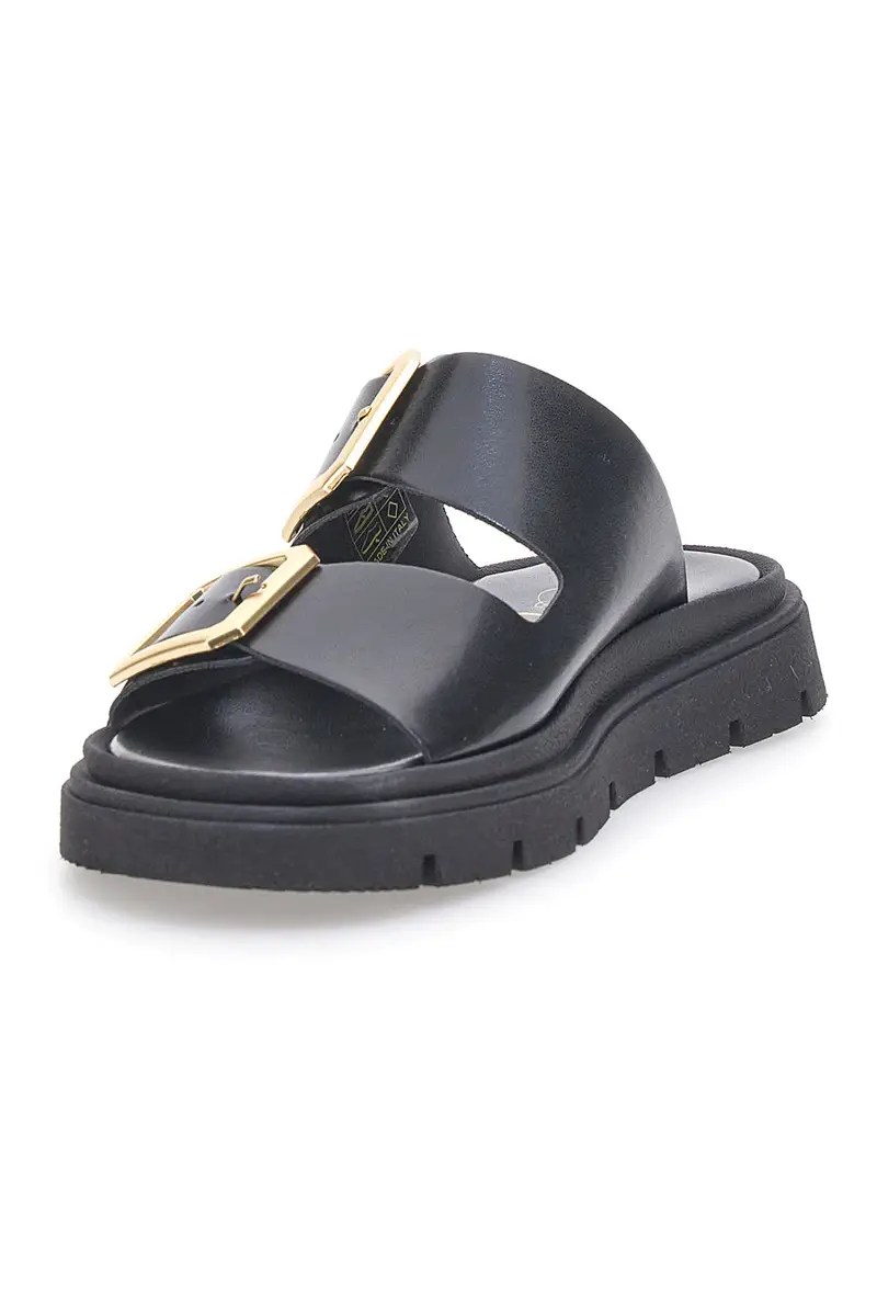 Ciabatte Nere Con Doppia Fascia Fibbia Dorata Pittarello Focus 19202 miniatura 3