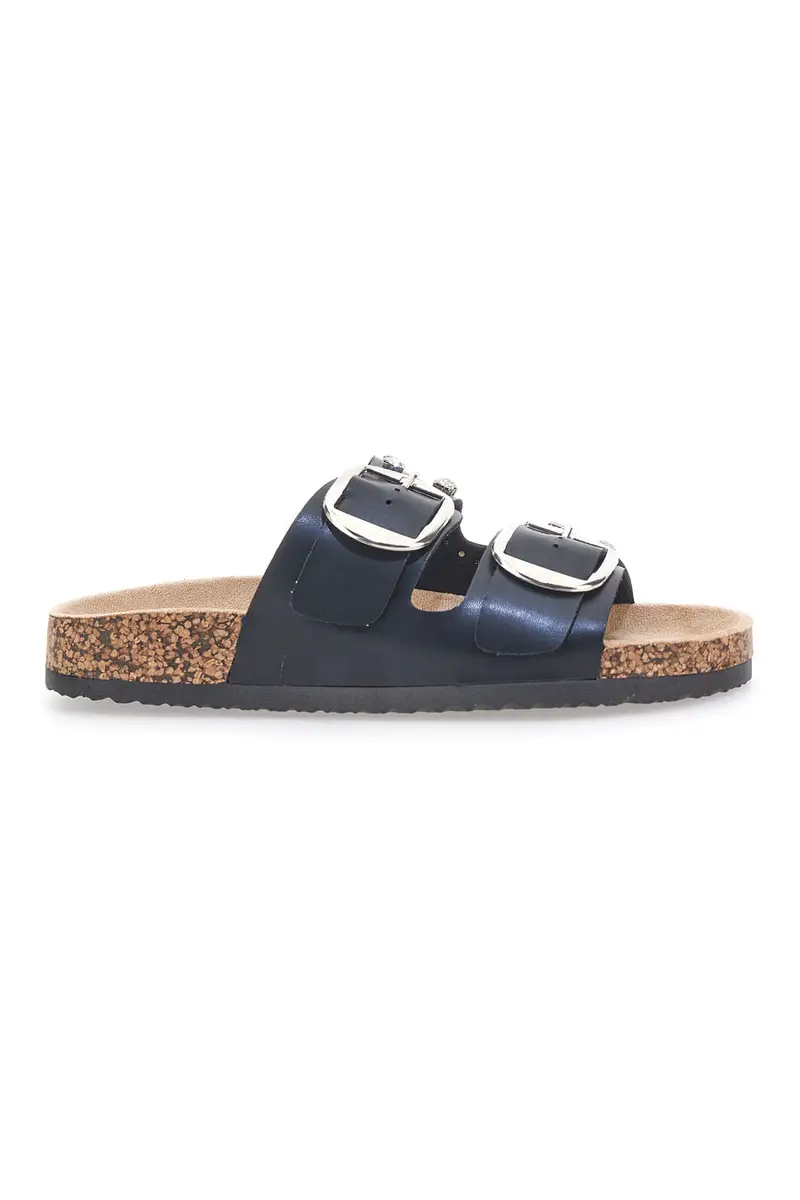 Ciabatte nere con doppia fibbia e borchie Me & Me 14320