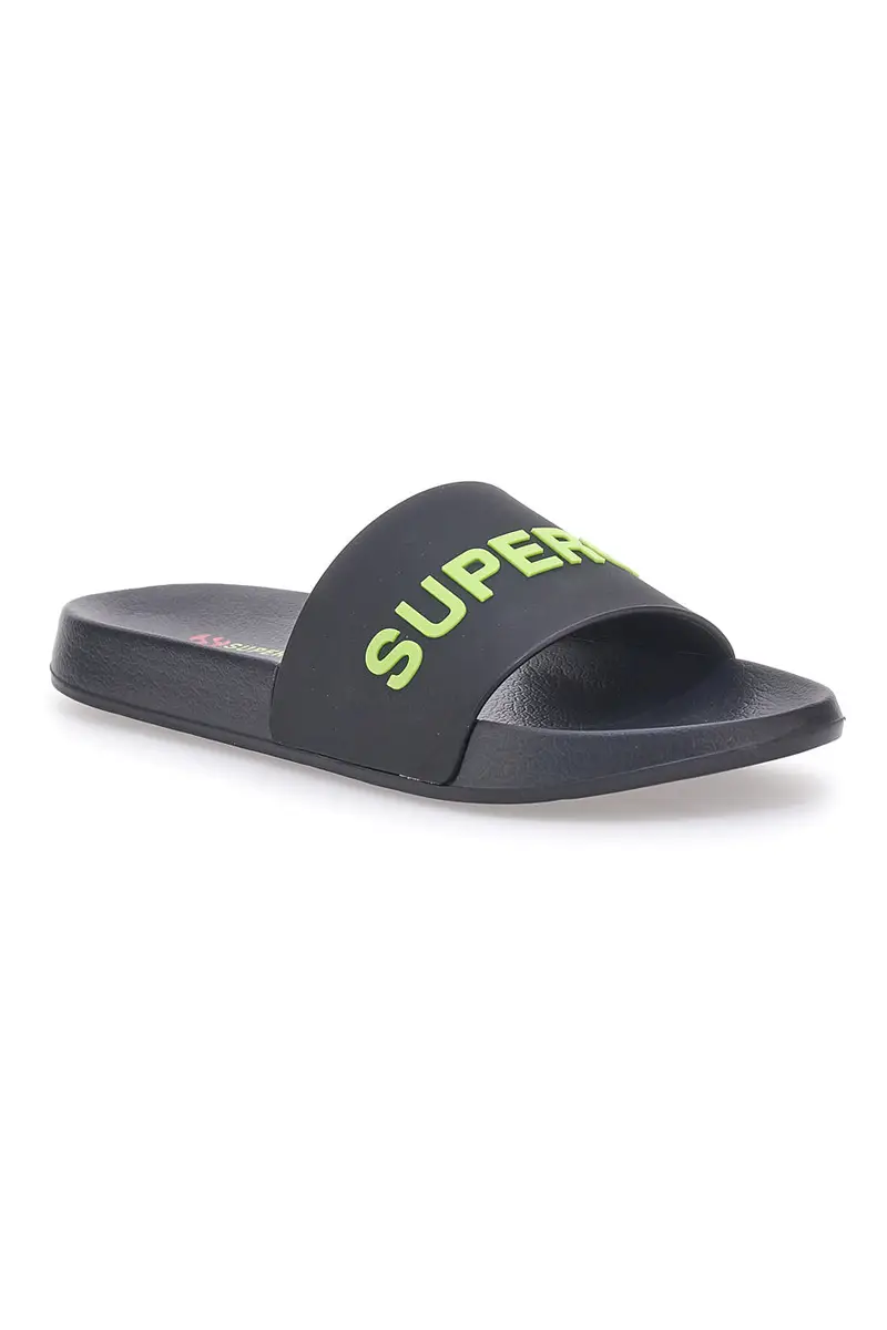 Ciabatte nere con fascia e logo verde da uomo Superga S24U433 miniatura 2