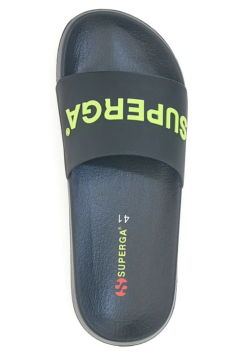 Ciabatte nere con fascia e logo verde da uomo Superga S24U433 miniatura 3