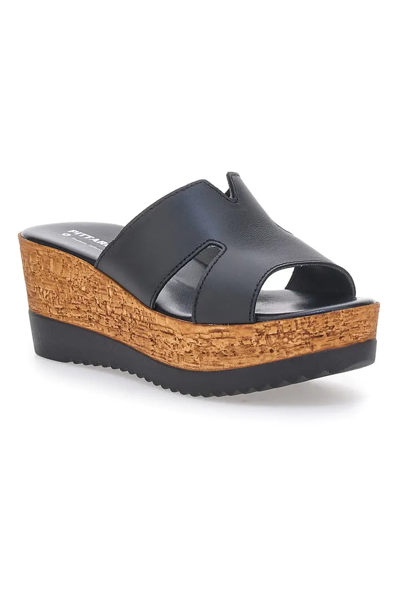 Ciabatte Nere Con Fascia in Pelle e Platform Alto PITTARELLO 342070428 miniatura 2